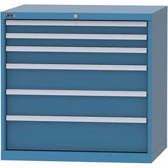 LISTA - 6 Drawer, 84 Compartment Bright Blue Steel Modular Storage Cabinet - Exact Tooling