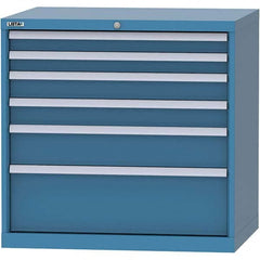 LISTA - 6 Drawer, 84 Compartment Bright Blue Steel Modular Storage Cabinet - Exact Tooling