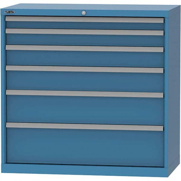 LISTA - 6 Drawer, 84 Compartment Bright Blue Steel Modular Storage Cabinet - Exact Tooling