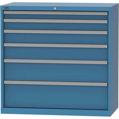 LISTA - 6 Drawer, 84 Compartment Bright Blue Steel Modular Storage Cabinet - Exact Tooling