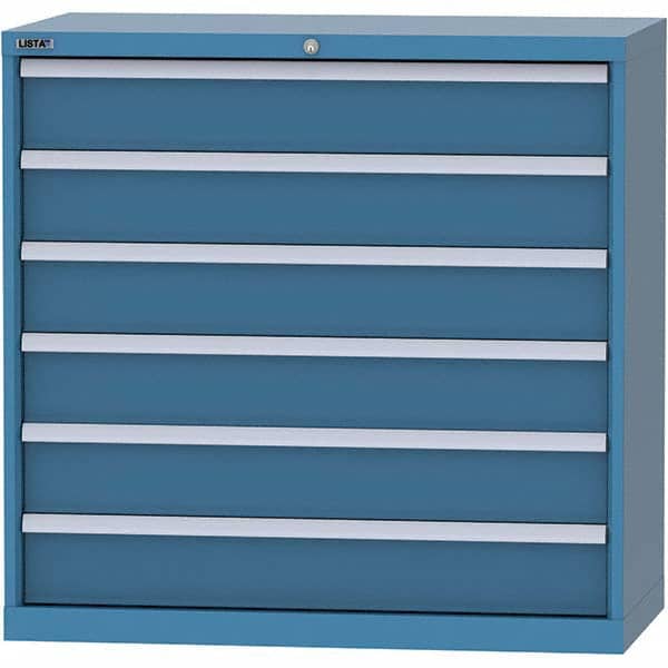 LISTA - 6 Drawer, 84 Compartment Bright Blue Steel Modular Storage Cabinet - Exact Tooling