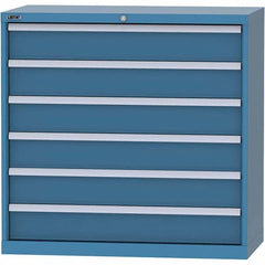 LISTA - 6 Drawer, 84 Compartment Bright Blue Steel Modular Storage Cabinet - Exact Tooling