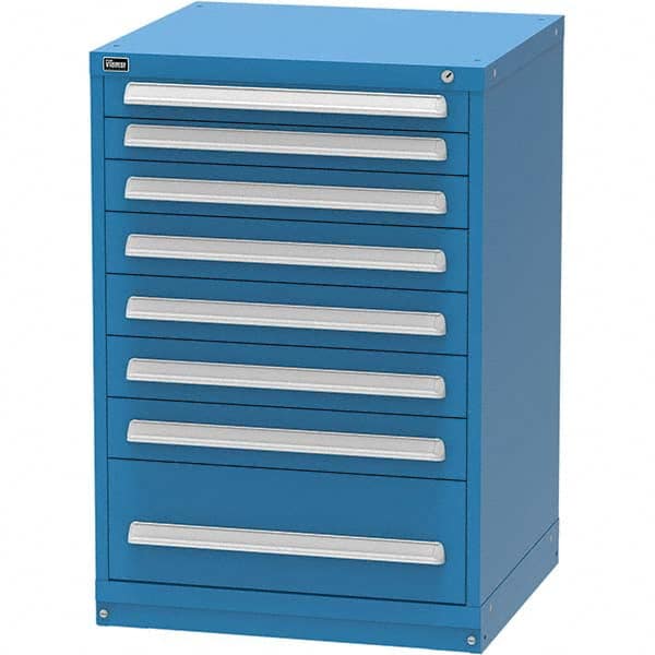 Vidmar - 8 Drawer, 124 Compartment Bright Blue Steel Modular Storage Cabinet - Exact Tooling