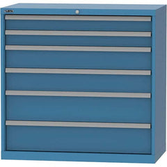 LISTA - 6 Drawer, 84 Compartment Bright Blue Steel Modular Storage Cabinet - Exact Tooling
