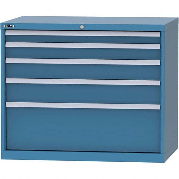 LISTA - 5 Drawer, 99 Compartment Bright Blue Steel Modular Storage Cabinet - Exact Tooling