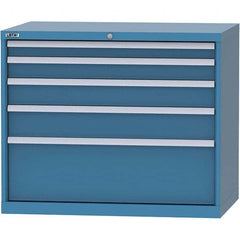 LISTA - 5 Drawer, 99 Compartment Bright Blue Steel Modular Storage Cabinet - Exact Tooling