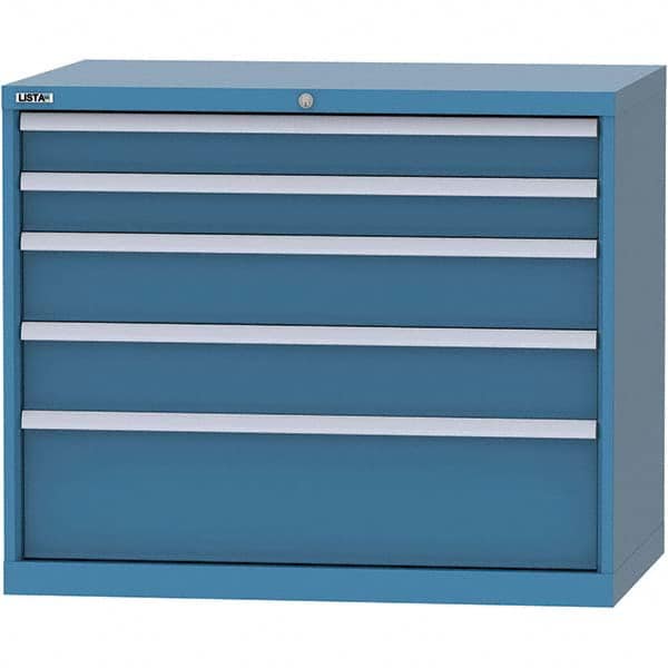 LISTA - 5 Drawer, 99 Compartment Bright Blue Steel Modular Storage Cabinet - Exact Tooling