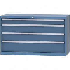 LISTA - 4 Drawer, 99 Compartment Bright Blue Steel Modular Storage Cabinet - Exact Tooling