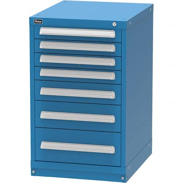 Vidmar - 7 Drawer, 45 Compartment Bright Blue Steel Modular Storage Cabinet - Exact Tooling