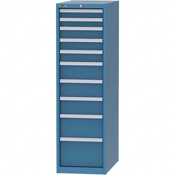 LISTA - 10 Drawer, 45 Compartment Bright Blue Steel Modular Storage Cabinet - Exact Tooling