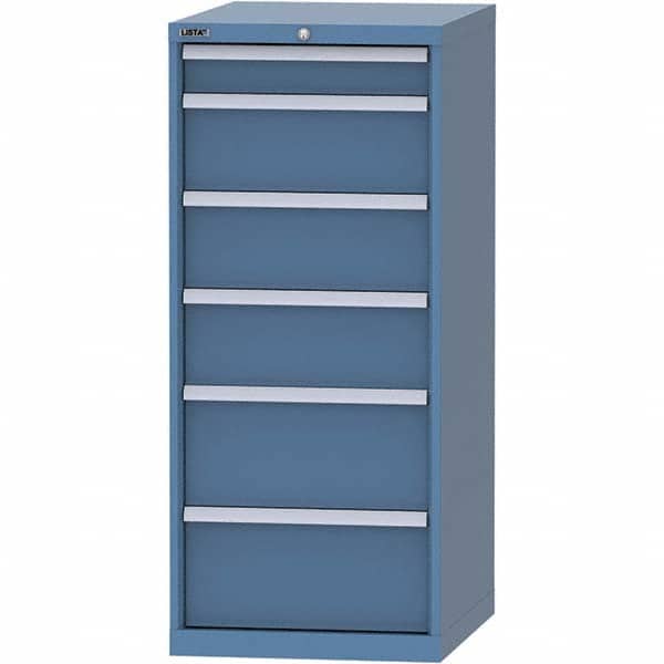 LISTA - 6 Drawer, 99 Compartment Bright Blue Steel Modular Storage Cabinet - Exact Tooling