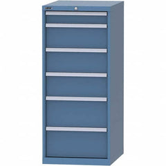 LISTA - 6 Drawer, 99 Compartment Bright Blue Steel Modular Storage Cabinet - Exact Tooling