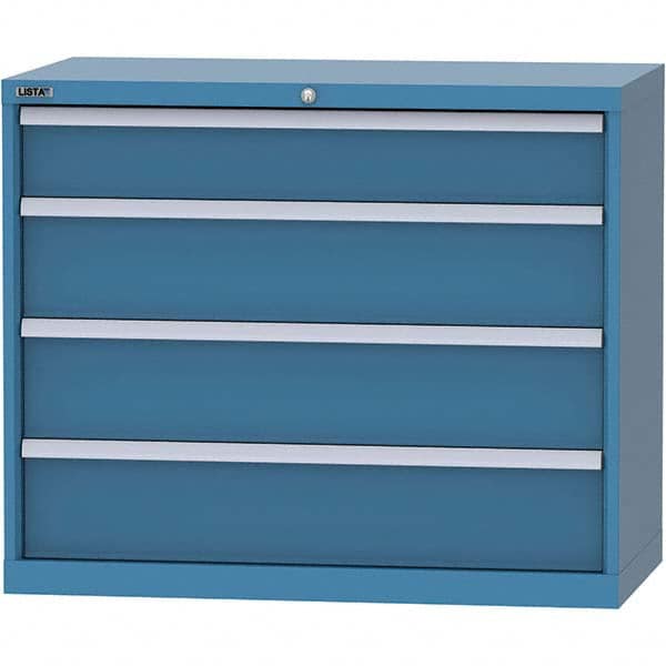 LISTA - 4 Drawer, 84 Compartment Bright Blue Steel Modular Storage Cabinet - Exact Tooling