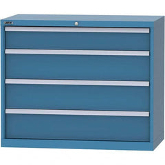 LISTA - 4 Drawer, 84 Compartment Bright Blue Steel Modular Storage Cabinet - Exact Tooling