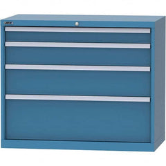 LISTA - 4 Drawer, 84 Compartment Bright Blue Steel Modular Storage Cabinet - Exact Tooling