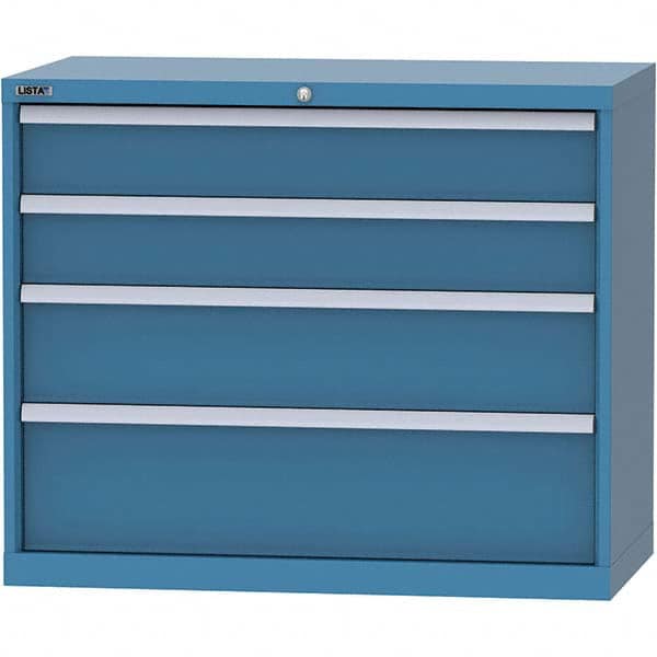 LISTA - 4 Drawer, 84 Compartment Bright Blue Steel Modular Storage Cabinet - Exact Tooling