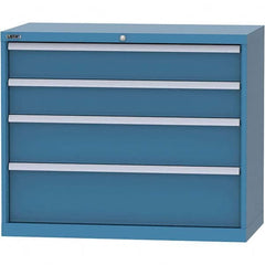 LISTA - 4 Drawer, 84 Compartment Bright Blue Steel Modular Storage Cabinet - Exact Tooling