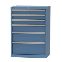 LISTA - 6 Drawer, 124 Compartment Bright Blue Steel Modular Storage Cabinet - Exact Tooling