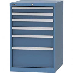 LISTA - 6 Drawer, 99 Compartment Bright Blue Steel Modular Storage Cabinet - Exact Tooling