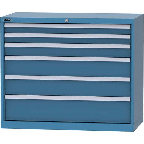 LISTA - 6 Drawer, 84 Compartment Bright Blue Steel Modular Storage Cabinet - Exact Tooling