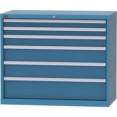 LISTA - 6 Drawer, 84 Compartment Bright Blue Steel Modular Storage Cabinet - Exact Tooling