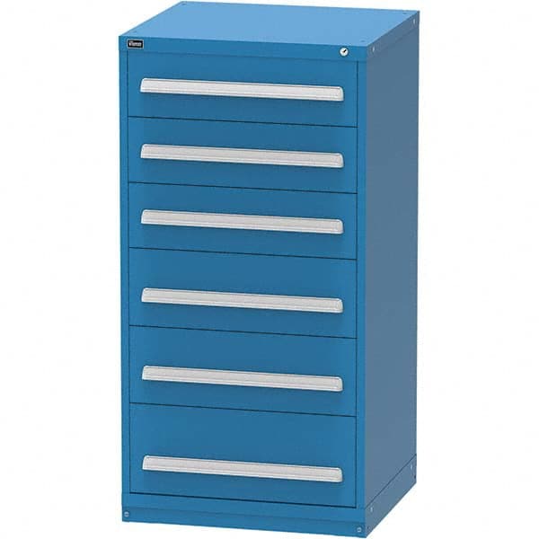 Vidmar - 6 Drawer Bright Blue Steel Modular Storage Cabinet - Exact Tooling