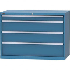 LISTA - 4 Drawer, 99 Compartment Bright Blue Steel Modular Storage Cabinet - Exact Tooling