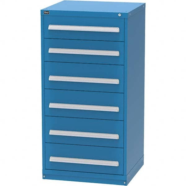 Vidmar - 6 Drawer Bright Blue Steel Modular Storage Cabinet - Exact Tooling