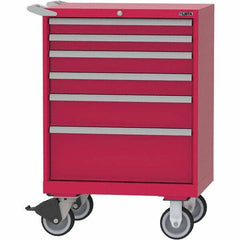 LISTA - 6 Drawer, 124 Compartment Red Steel Modular Storage Cabinet - Exact Tooling