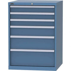 LISTA - 6 Drawer, 45 Compartment Bright Blue Steel Modular Storage Cabinet - Exact Tooling