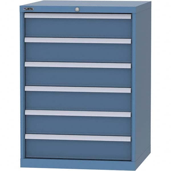 LISTA - 6 Drawer, 45 Compartment Bright Blue Steel Modular Storage Cabinet - Exact Tooling