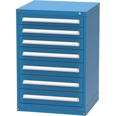 Vidmar - 7 Drawer, 124 Compartment Bright Blue Steel Modular Storage Cabinet - Exact Tooling