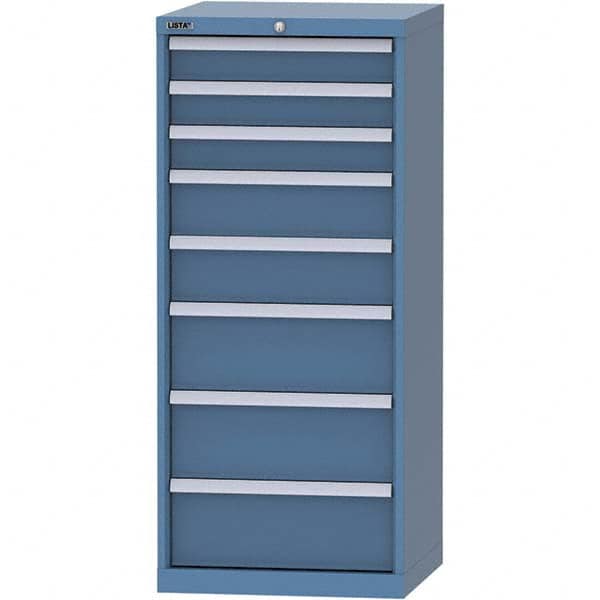 LISTA - 8 Drawer, 84 Compartment Bright Blue Steel Modular Storage Cabinet - Exact Tooling