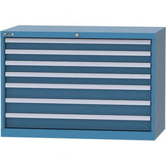 LISTA - 7 Drawer, 84 Compartment Bright Blue Steel Modular Storage Cabinet - Exact Tooling