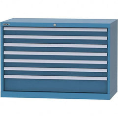 LISTA - 7 Drawer, 84 Compartment Bright Blue Steel Modular Storage Cabinet - Exact Tooling