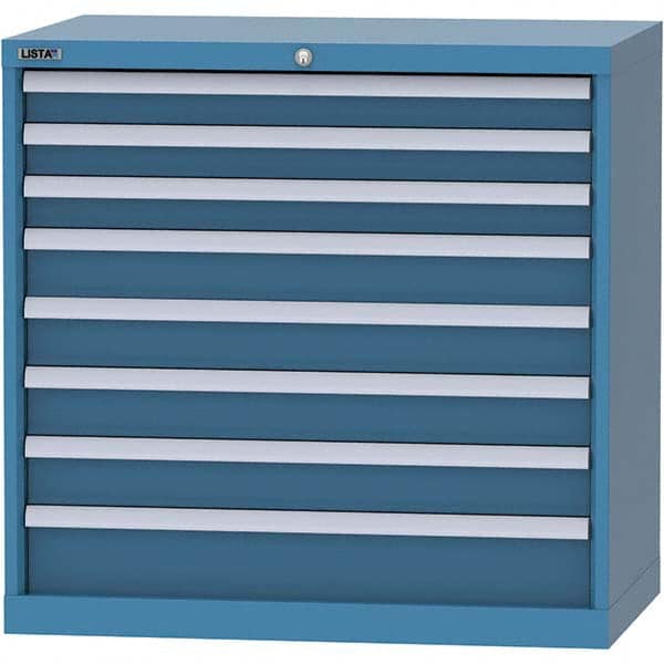 LISTA - 8 Drawer, 84 Compartment Bright Blue Steel Modular Storage Cabinet - Exact Tooling
