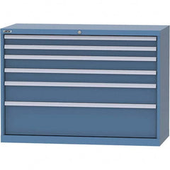 LISTA - 6 Drawer, 99 Compartment Bright Blue Steel Modular Storage Cabinet - Exact Tooling