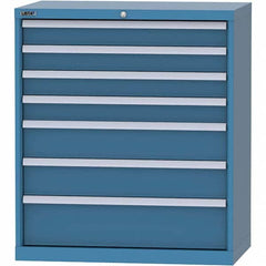 LISTA - 7 Drawer, 84 Compartment Bright Blue Steel Modular Storage Cabinet - Exact Tooling