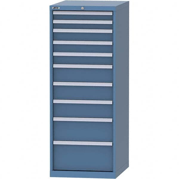 LISTA - 10 Drawer, 99 Compartment Bright Blue Steel Modular Storage Cabinet - Exact Tooling