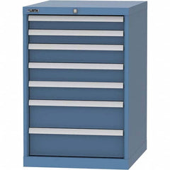 LISTA - 7 Drawer, 99 Compartment Bright Blue Steel Modular Storage Cabinet - Exact Tooling