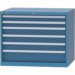 LISTA - 6 Drawer, 84 Compartment Bright Blue Steel Modular Storage Cabinet - Exact Tooling