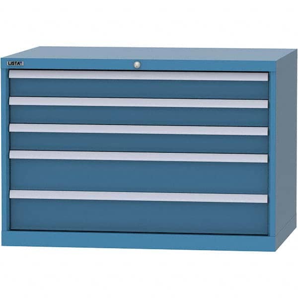 LISTA - 5 Drawer, 84 Compartment Bright Blue Steel Modular Storage Cabinet - Exact Tooling