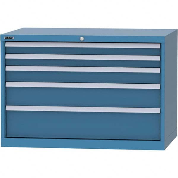 LISTA - 5 Drawer, 84 Compartment Bright Blue Steel Modular Storage Cabinet - Exact Tooling