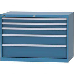 LISTA - 5 Drawer, 84 Compartment Bright Blue Steel Modular Storage Cabinet - Exact Tooling