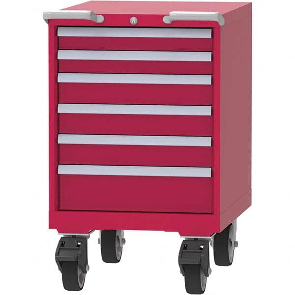 LISTA - 6 Drawer, 99 Compartment Red Steel Modular Storage Cabinet - Exact Tooling