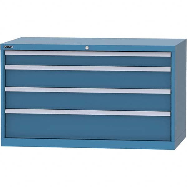 LISTA - 4 Drawer, 99 Compartment Bright Blue Steel Modular Storage Cabinet - Exact Tooling