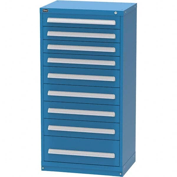 Vidmar - 9 Drawer, 45 Compartment Bright Blue Steel Modular Storage Cabinet - Exact Tooling