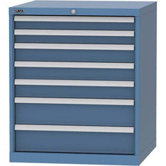LISTA - 7 Drawer, 45 Compartment Bright Blue Steel Modular Storage Cabinet - Exact Tooling