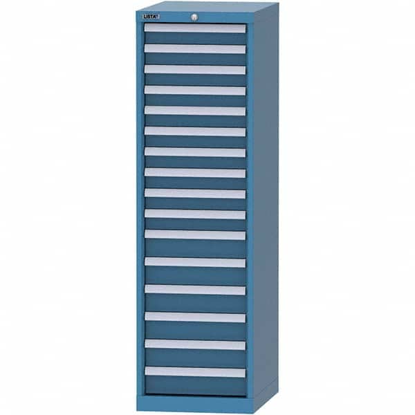 LISTA - 16 Drawer, 45 Compartment Bright Blue Steel Modular Storage Cabinet - Exact Tooling