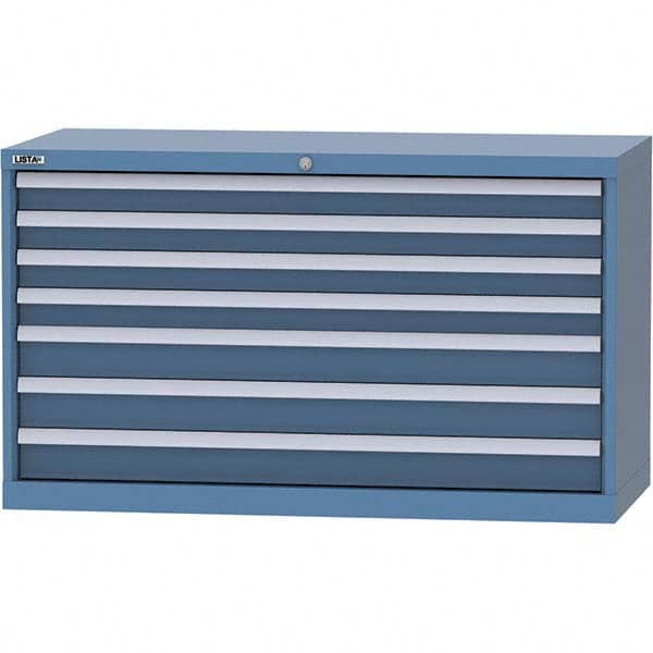 LISTA - 7 Drawer, 99 Compartment Bright Blue Steel Modular Storage Cabinet - Exact Tooling